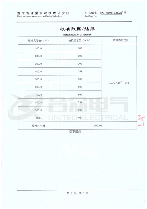 回路電阻測試儀 證書